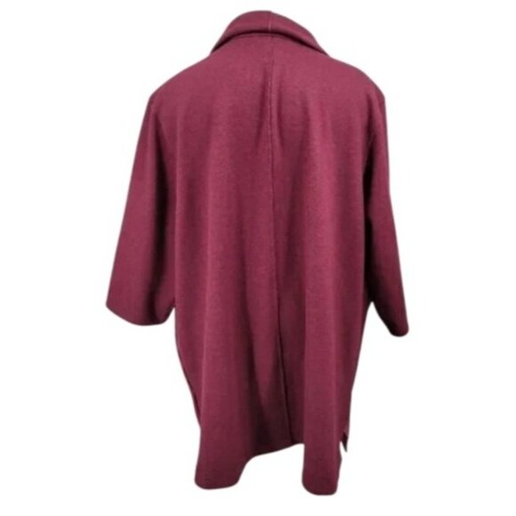 Woman Within Shawl Collar Coat 3X 45% Wool Burgundy - Picture 6 of 6